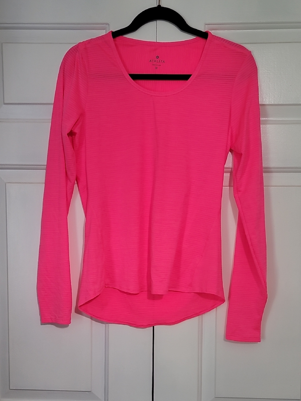 Athleta Neon Pink Long Sleeve Scoop Neck Active Tee